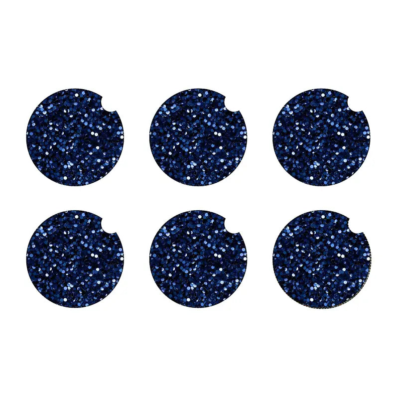 Blue glitter car coaster set