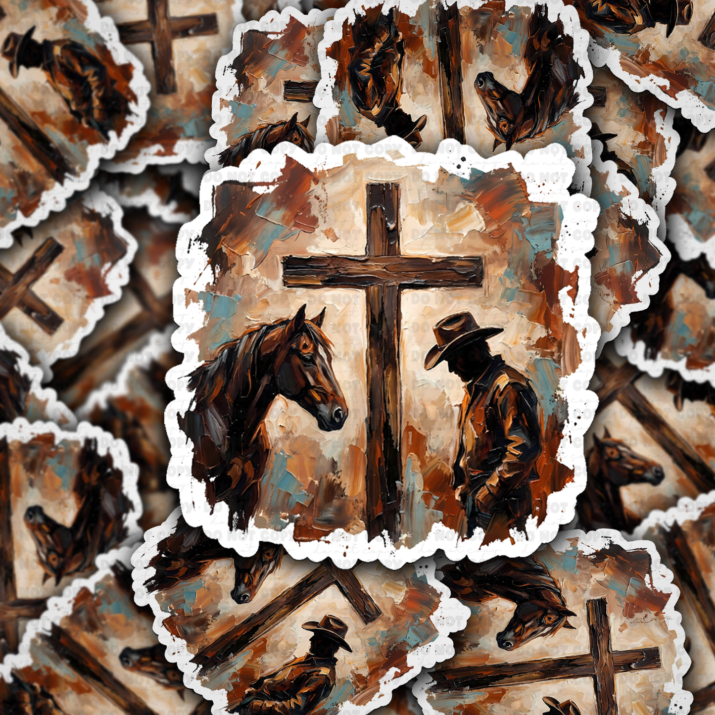 cowboy western cross sticker