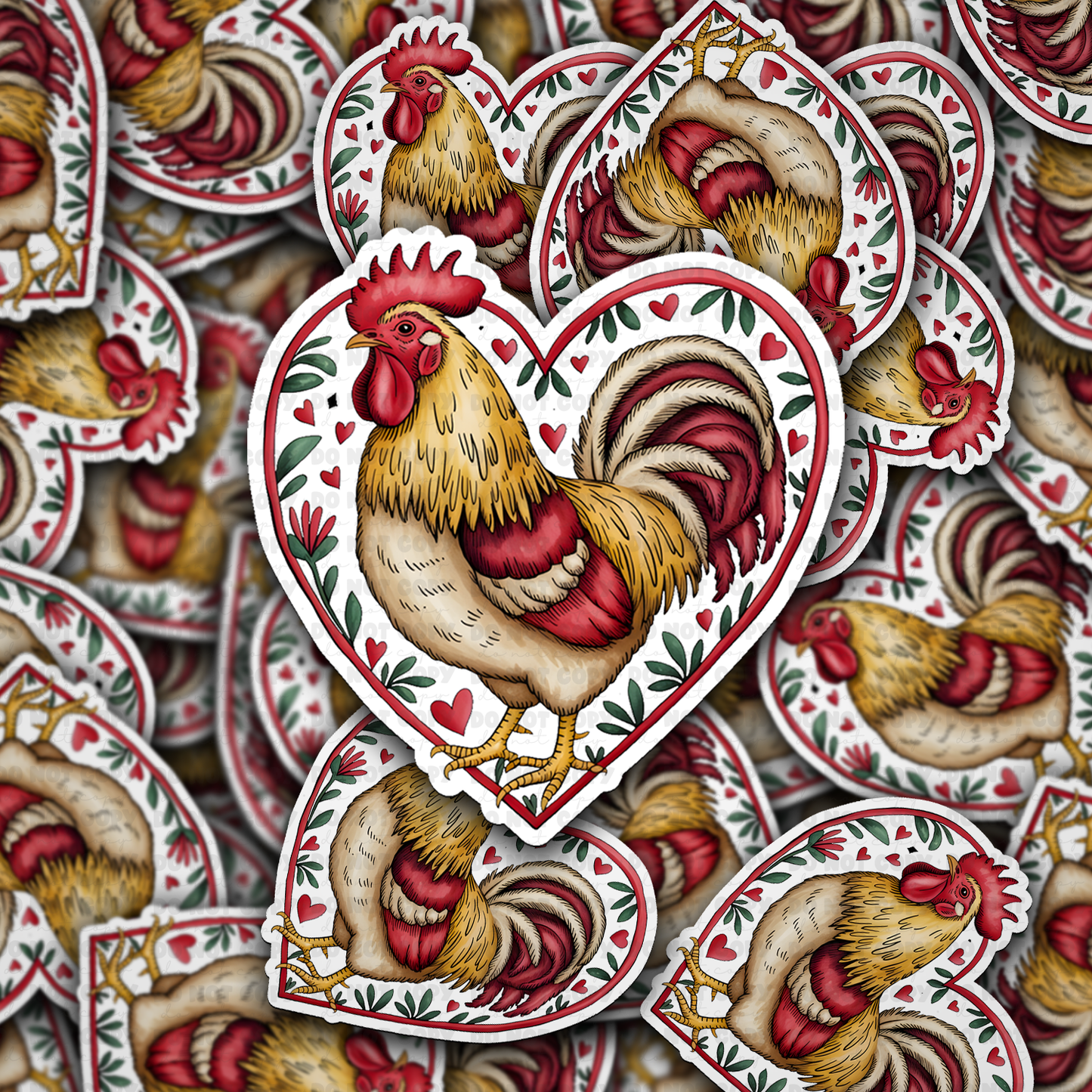 Heart chicken sticker