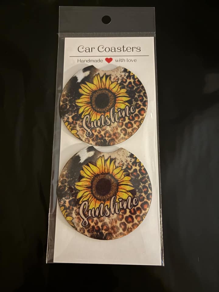Sunshine sunflower car coaster set