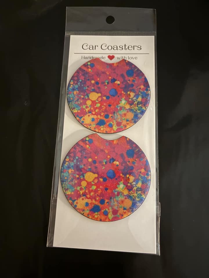 paint splatter car coaster set