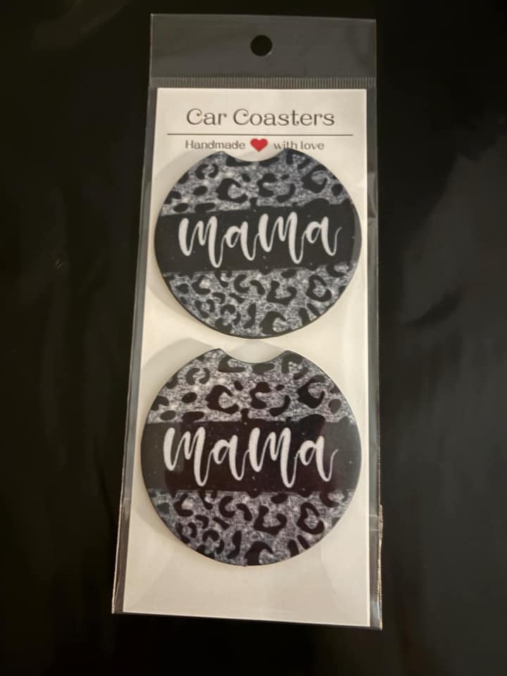 Mama grey car coaster set