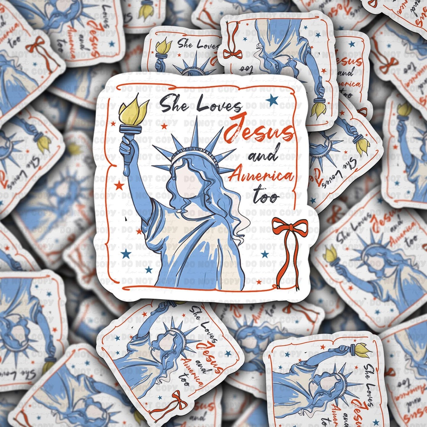 She loves Jesus and america too sticker
