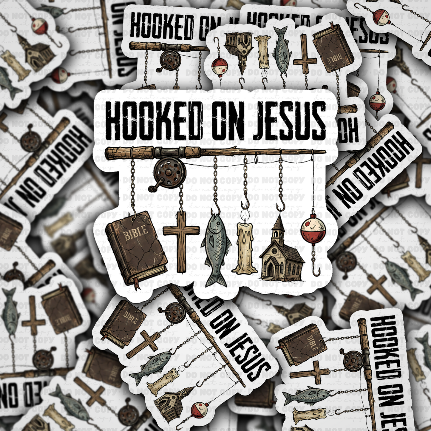 Hooked on Jesus sticker