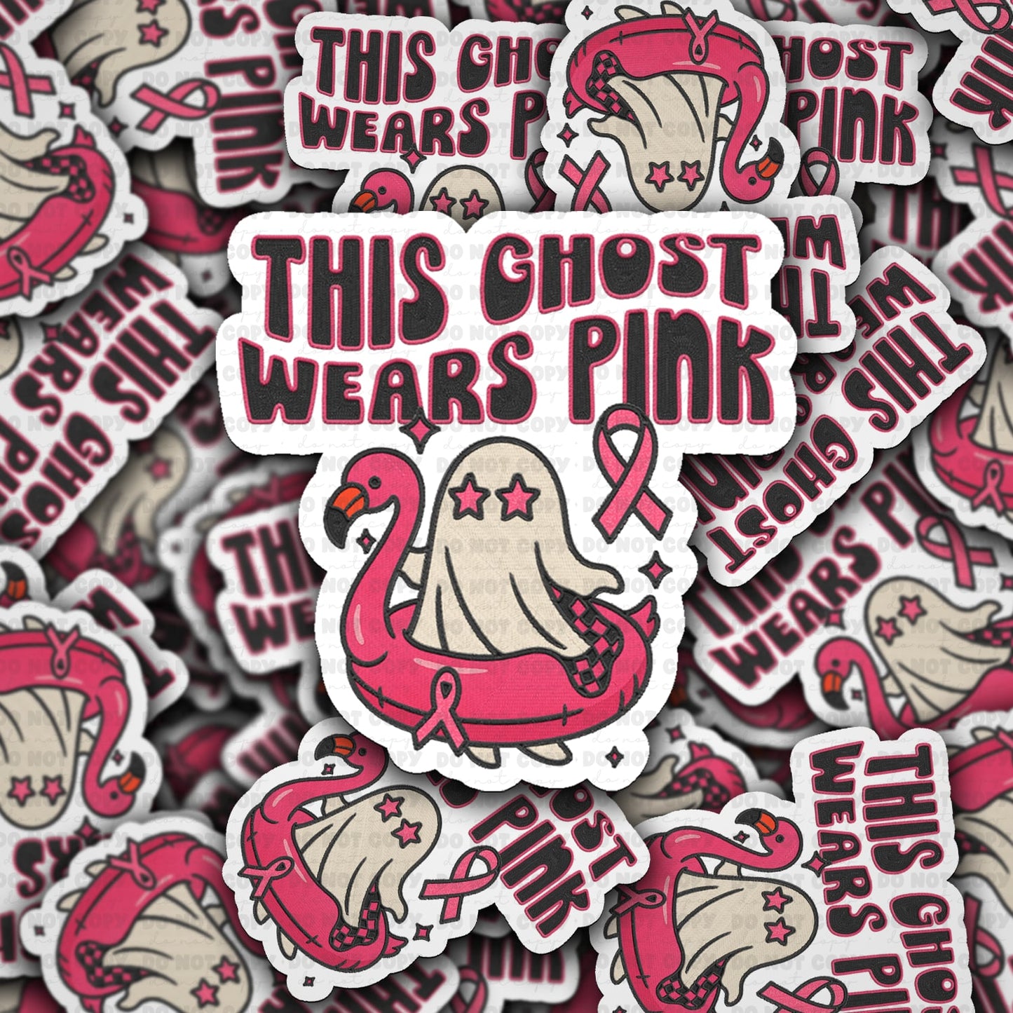 This ghost wears pink sticker