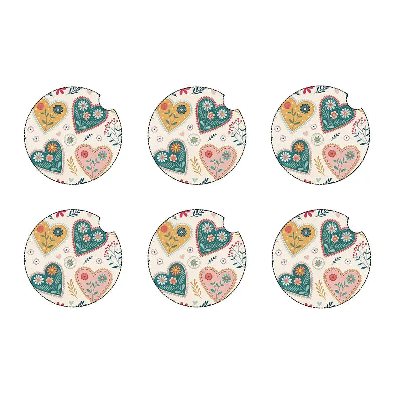 Hearts car coaster set