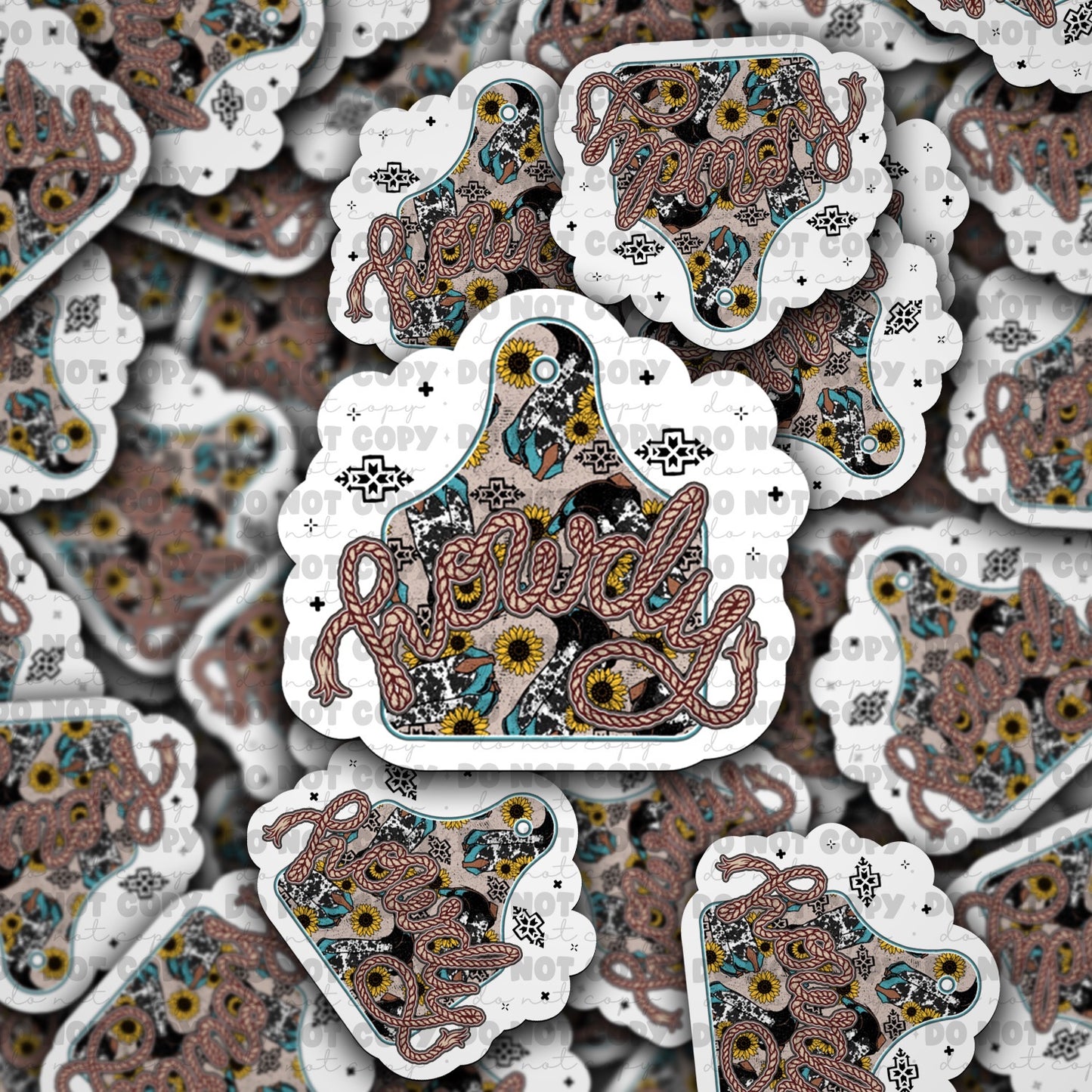 Howdy cow print sticker
