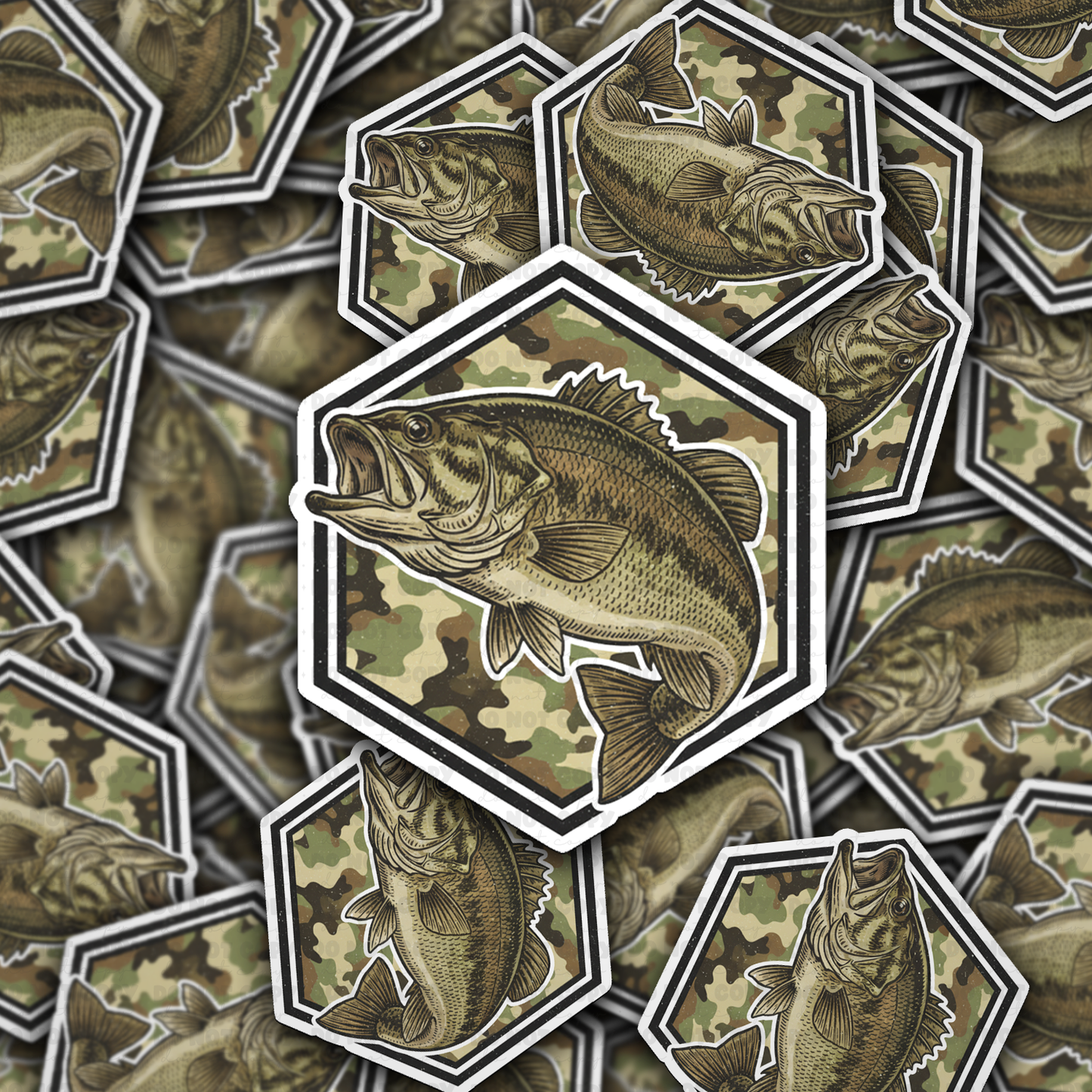 Camo Bass Fish sticker