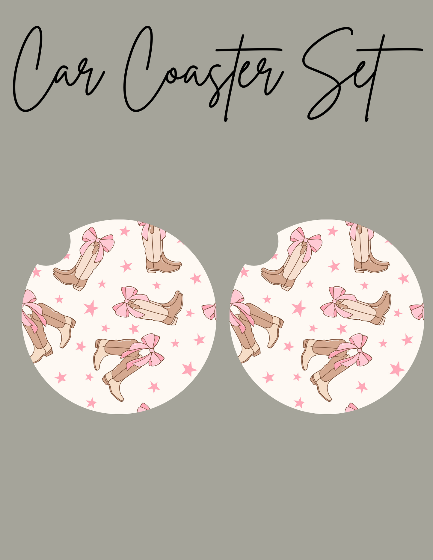 Boots and bows car coaster set