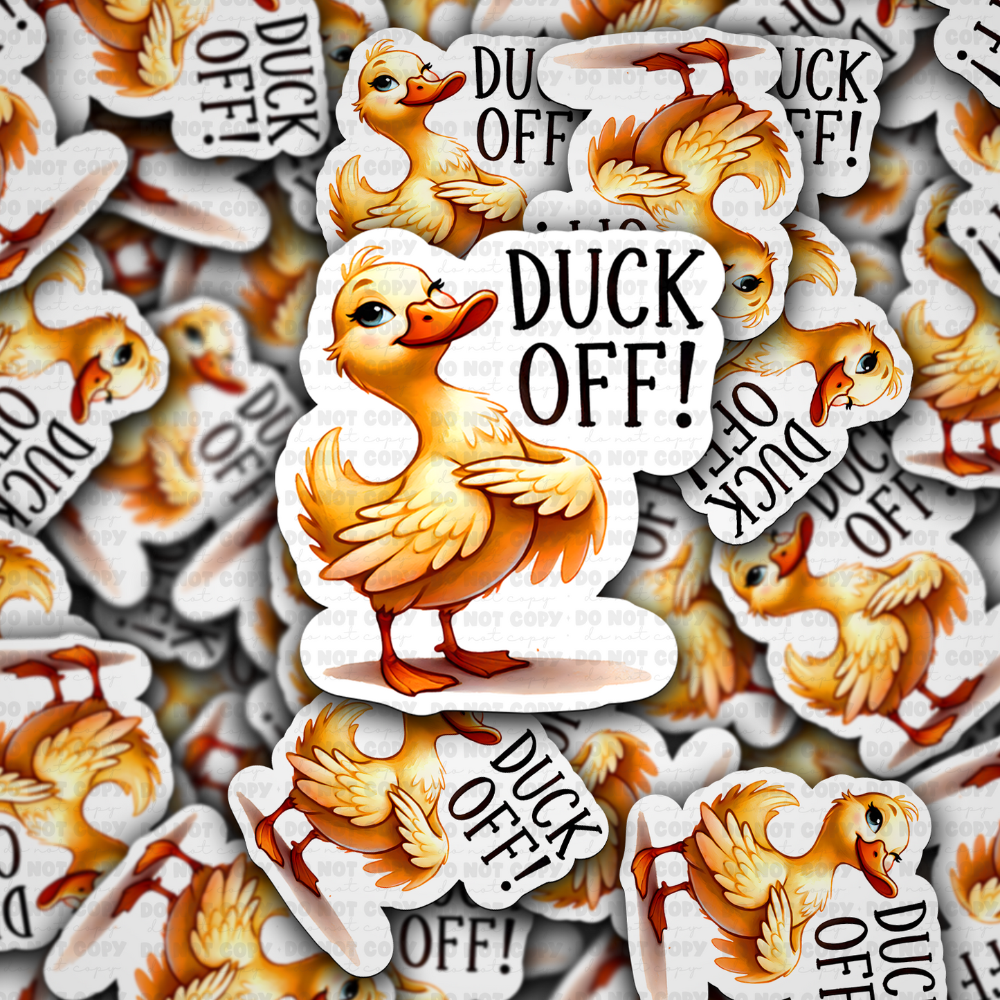 Duck off sticker
