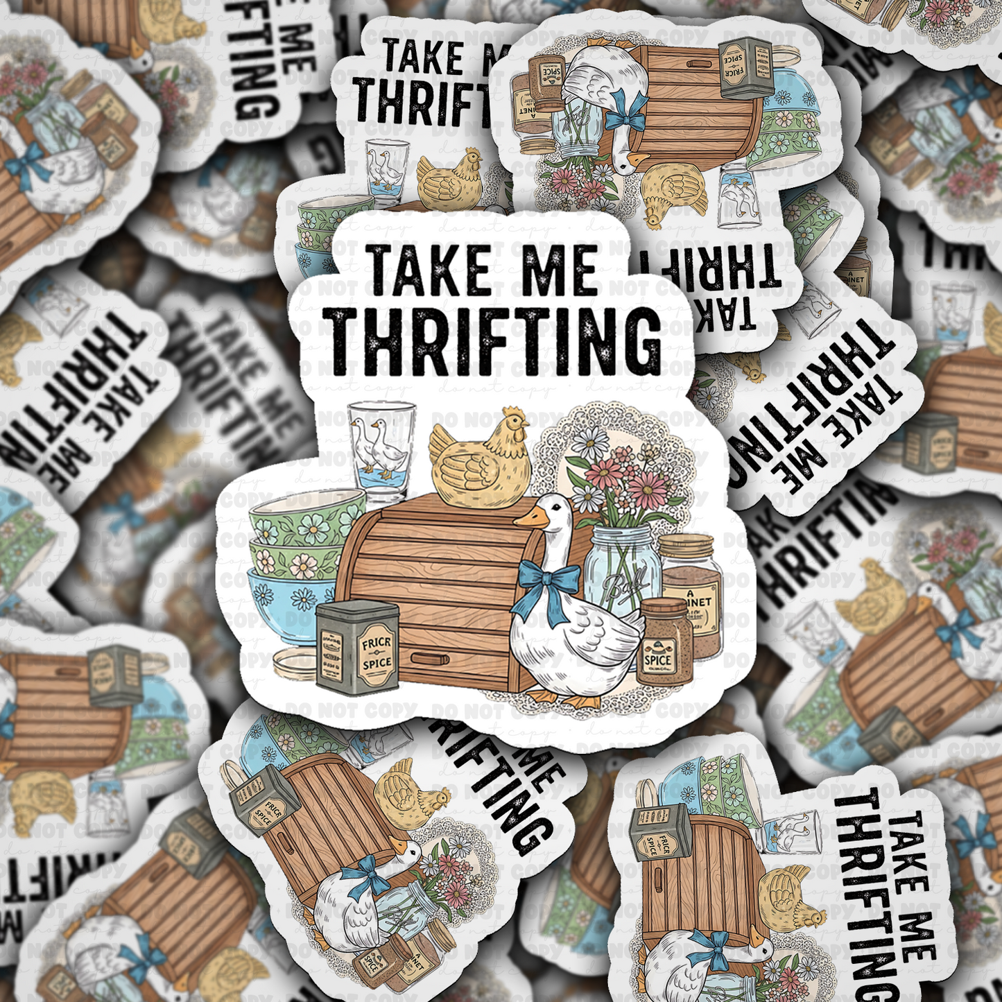 take me thrifting sticker