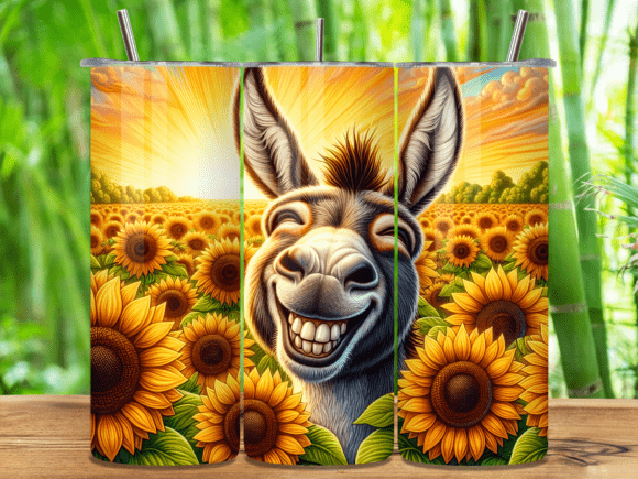 Happy donkey sunflower tumbler