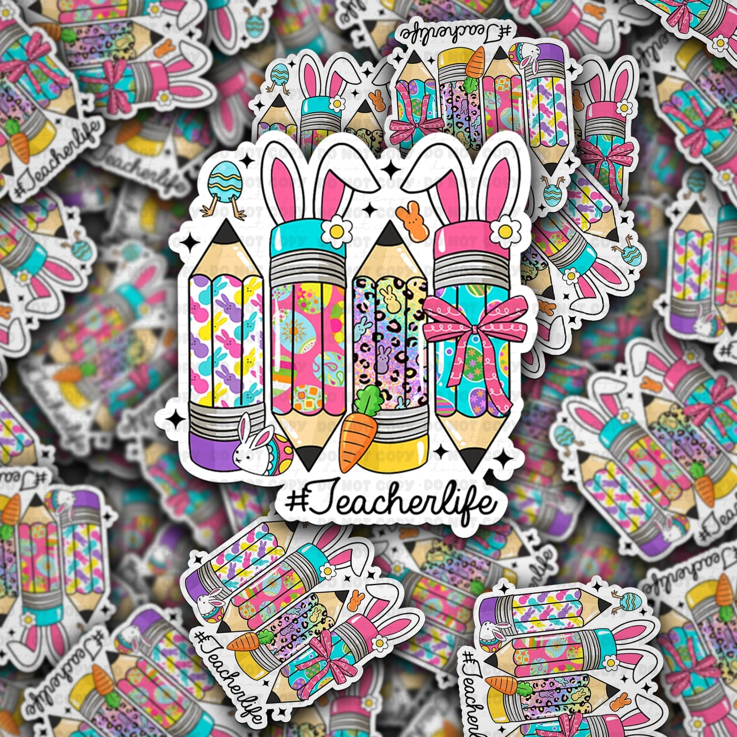 Teacher life easter pencil sticker