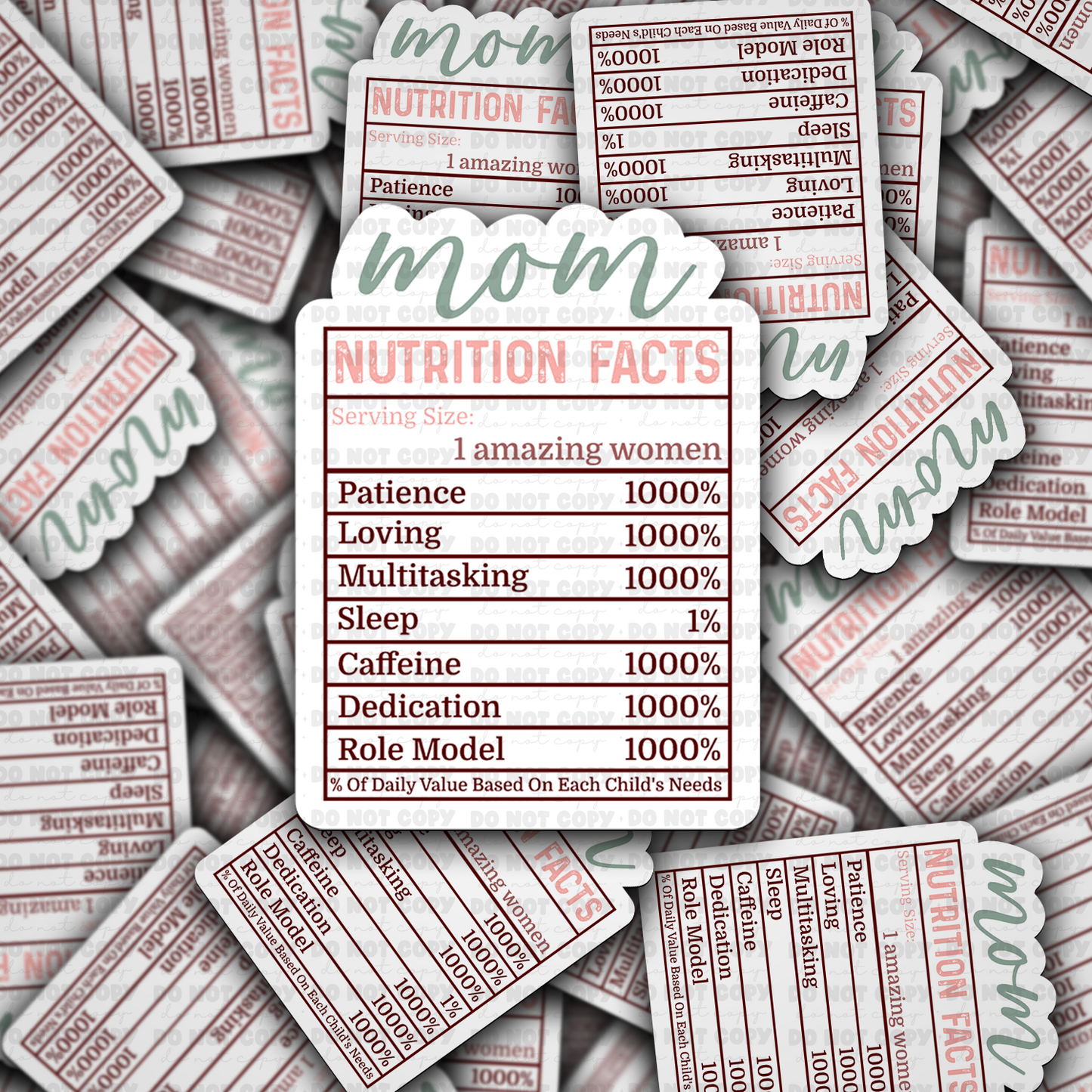 Mom nutrition facts sticker