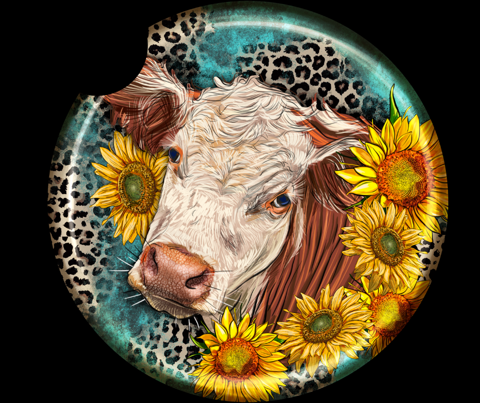 Cow western leopard car coasters