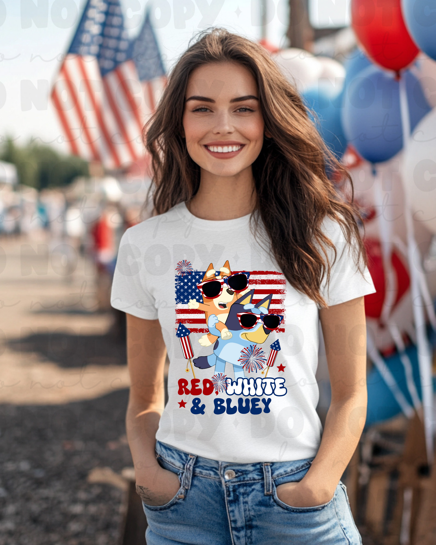 Red white and bluey sublimation print