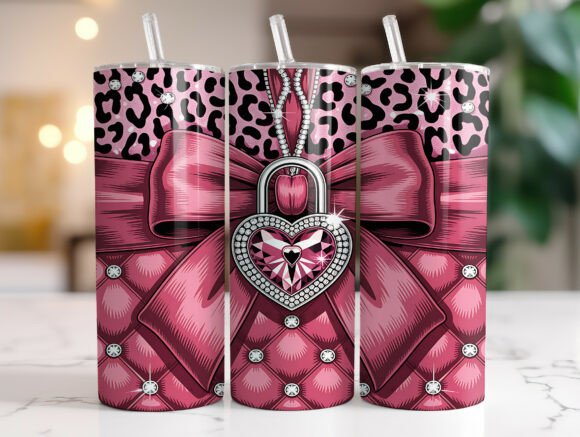 Valentines bling leopard tumbler