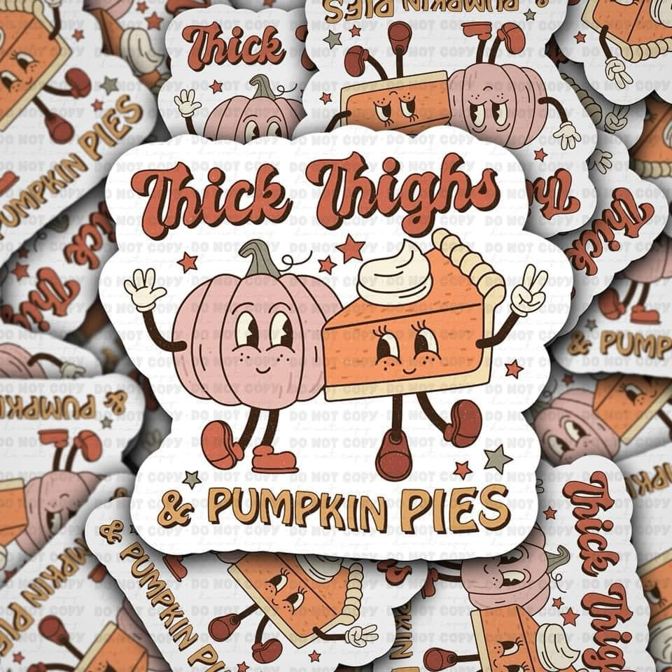 thick thighs and pumpkin vibes sticker