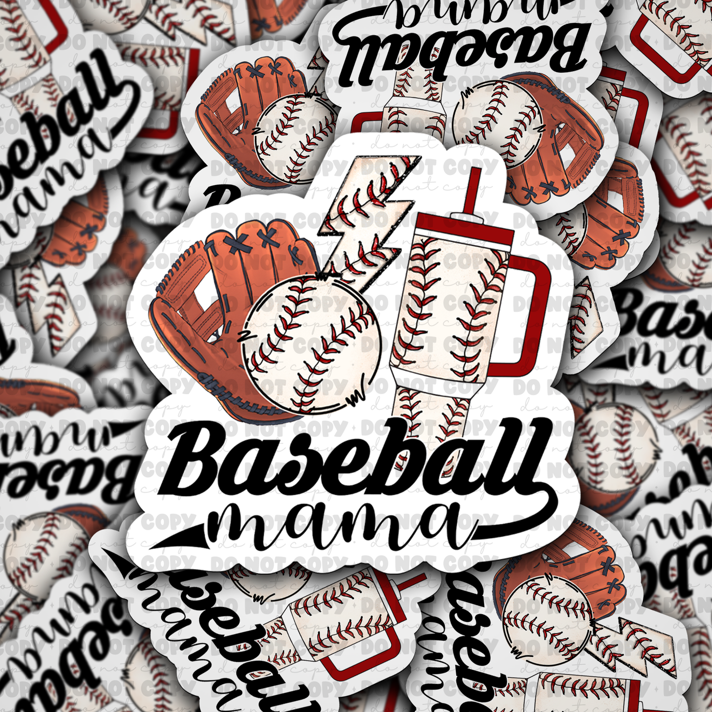Baseball mama cup sticker