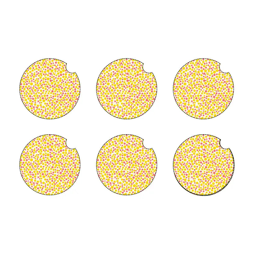Yellow dots car coaster set