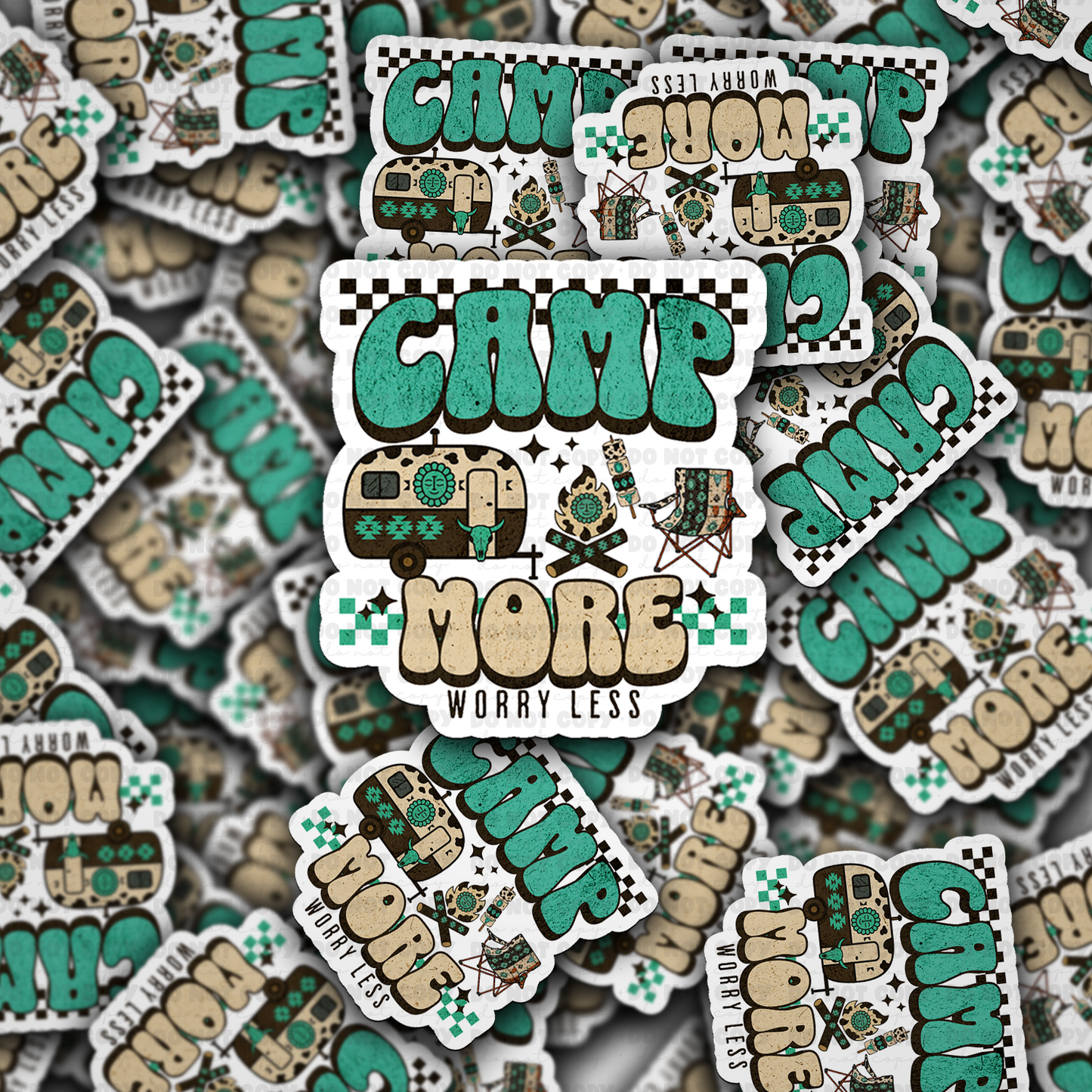 Camp more worry less sticker