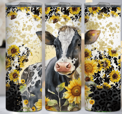 cow sunflower tumbler