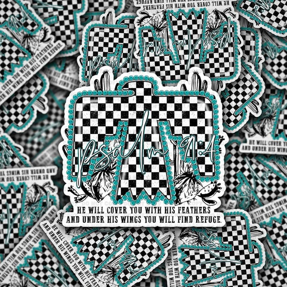 He will cover you with his feathers and under his wings you will find refuge sticker