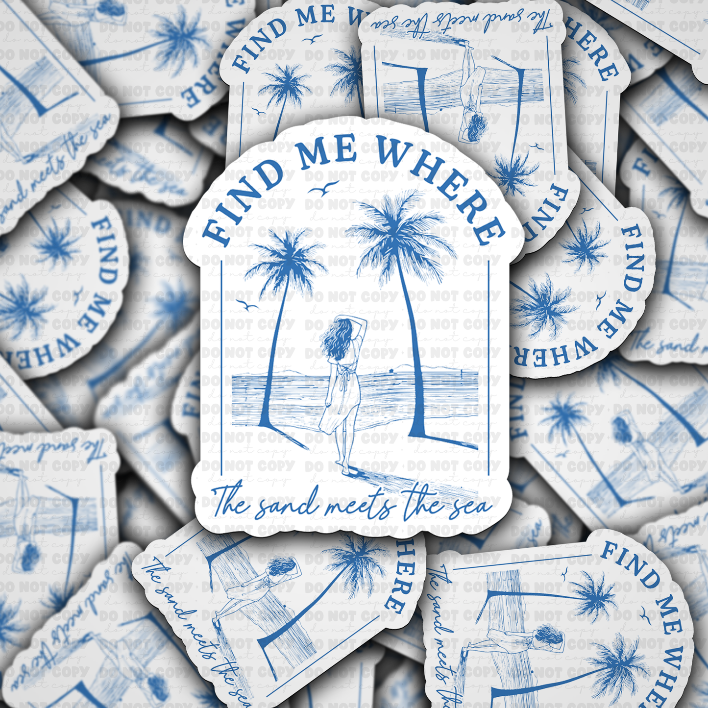 Find me where the sand meets the sea sticker