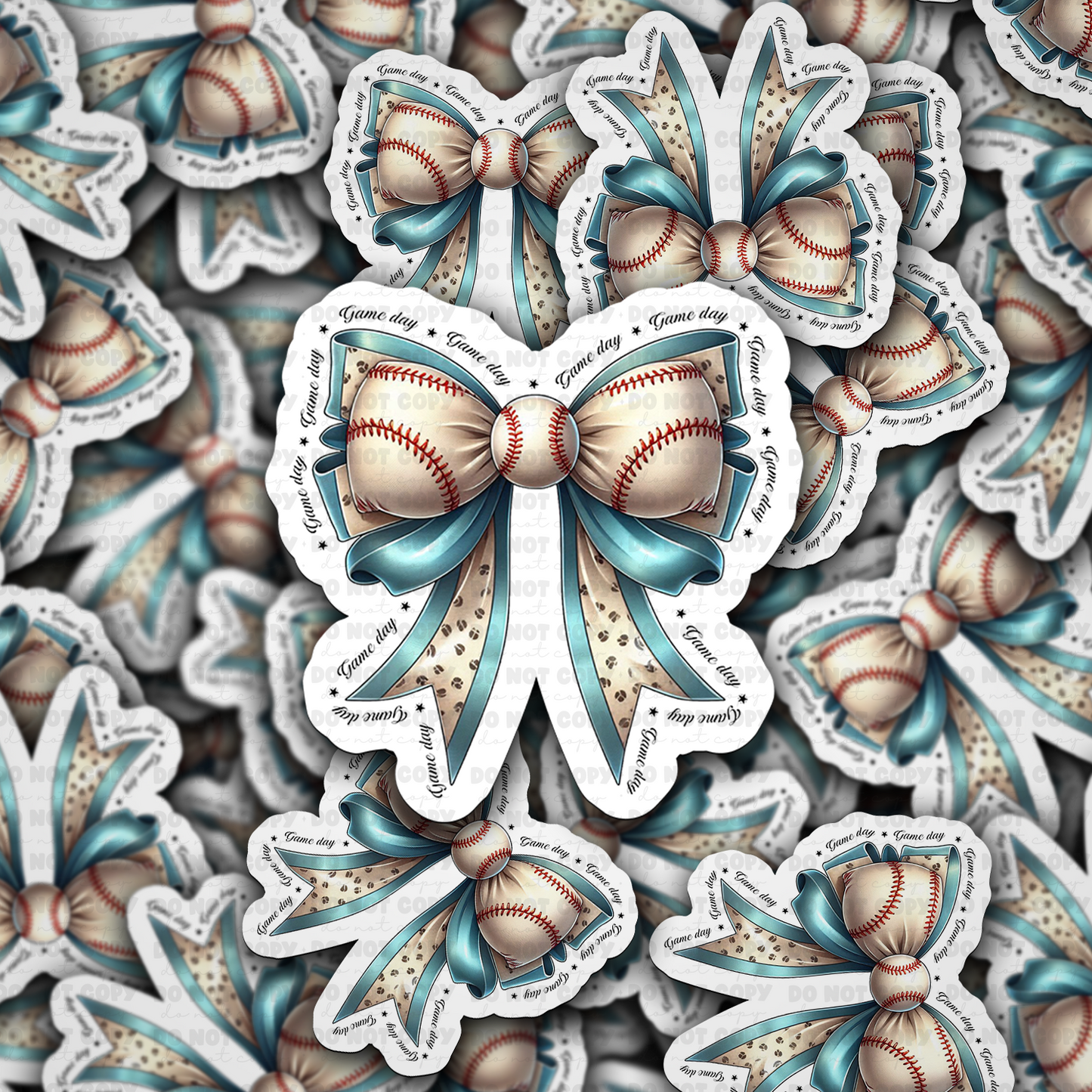 baseball bow sticker