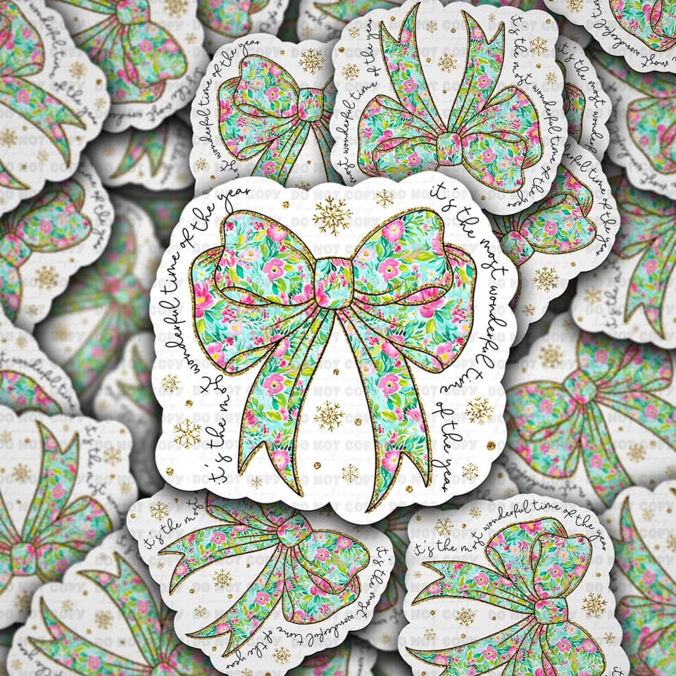 Its the most wonderful time bow sticker