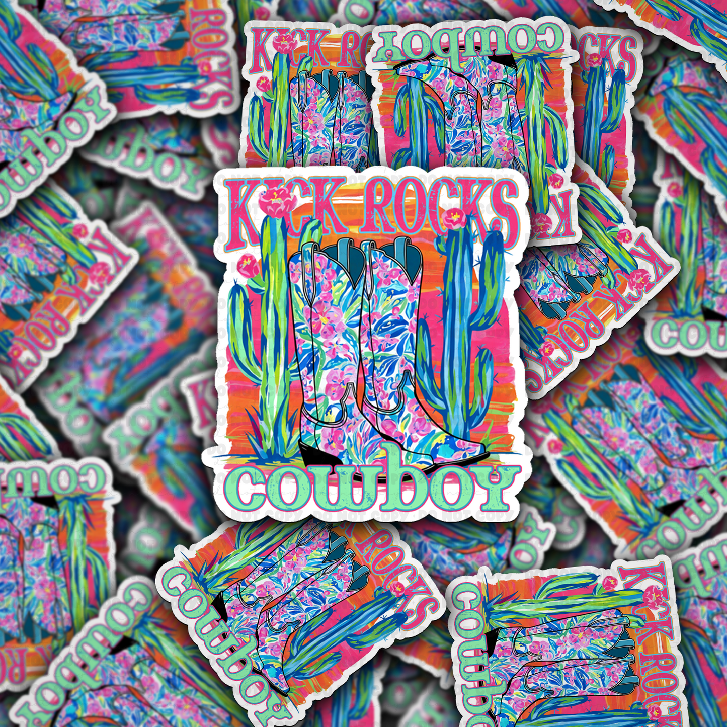 kick rocks cowboy sticker