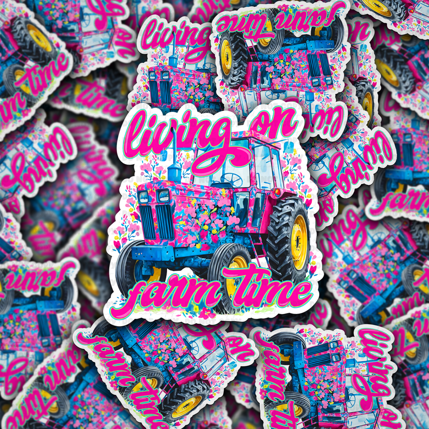 Living on farm time sticker