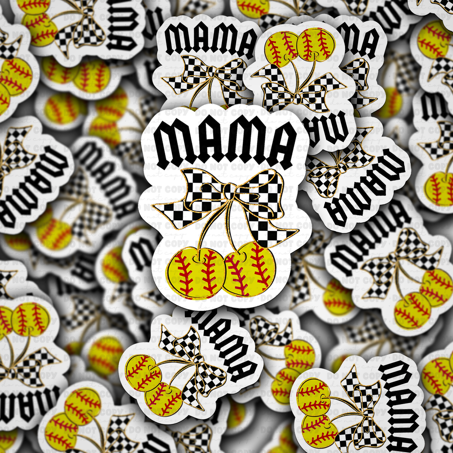 Mama softball cherries sticker