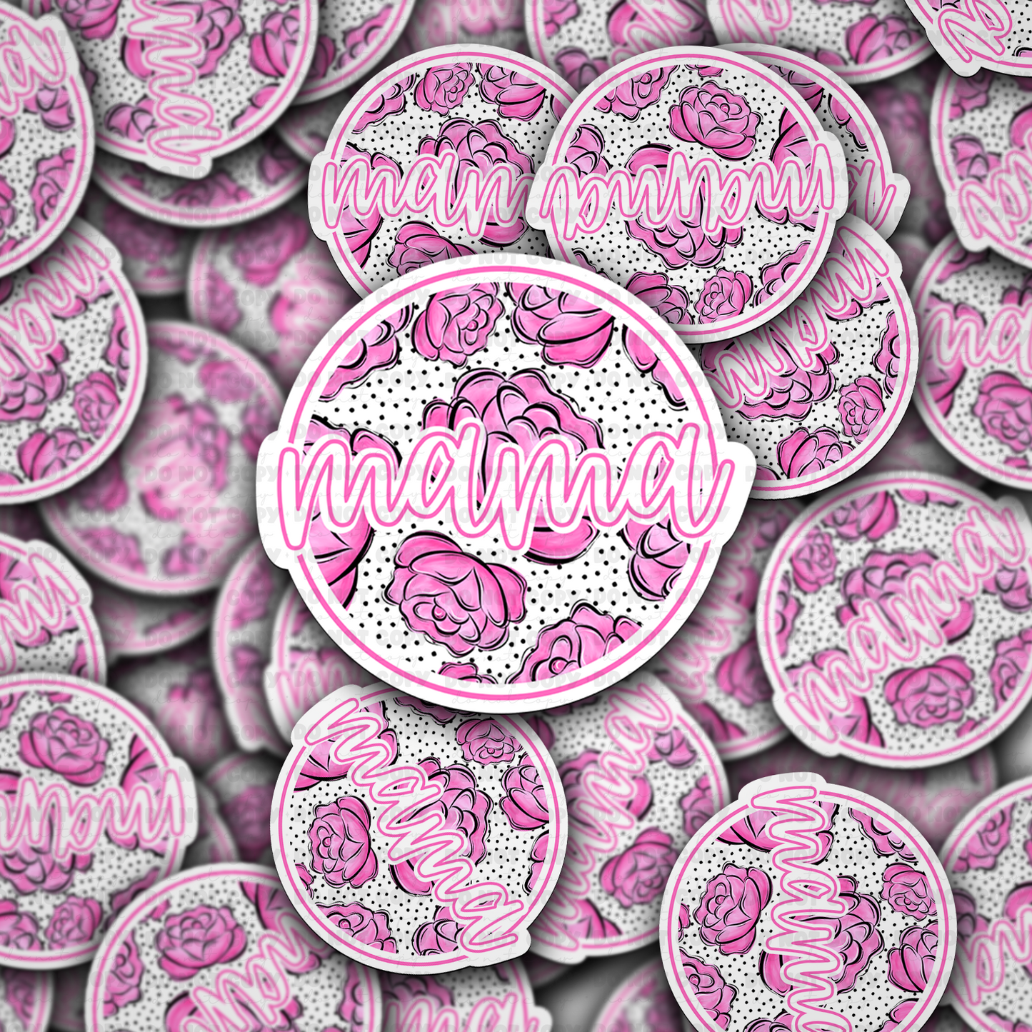 Pink rose mama sticker