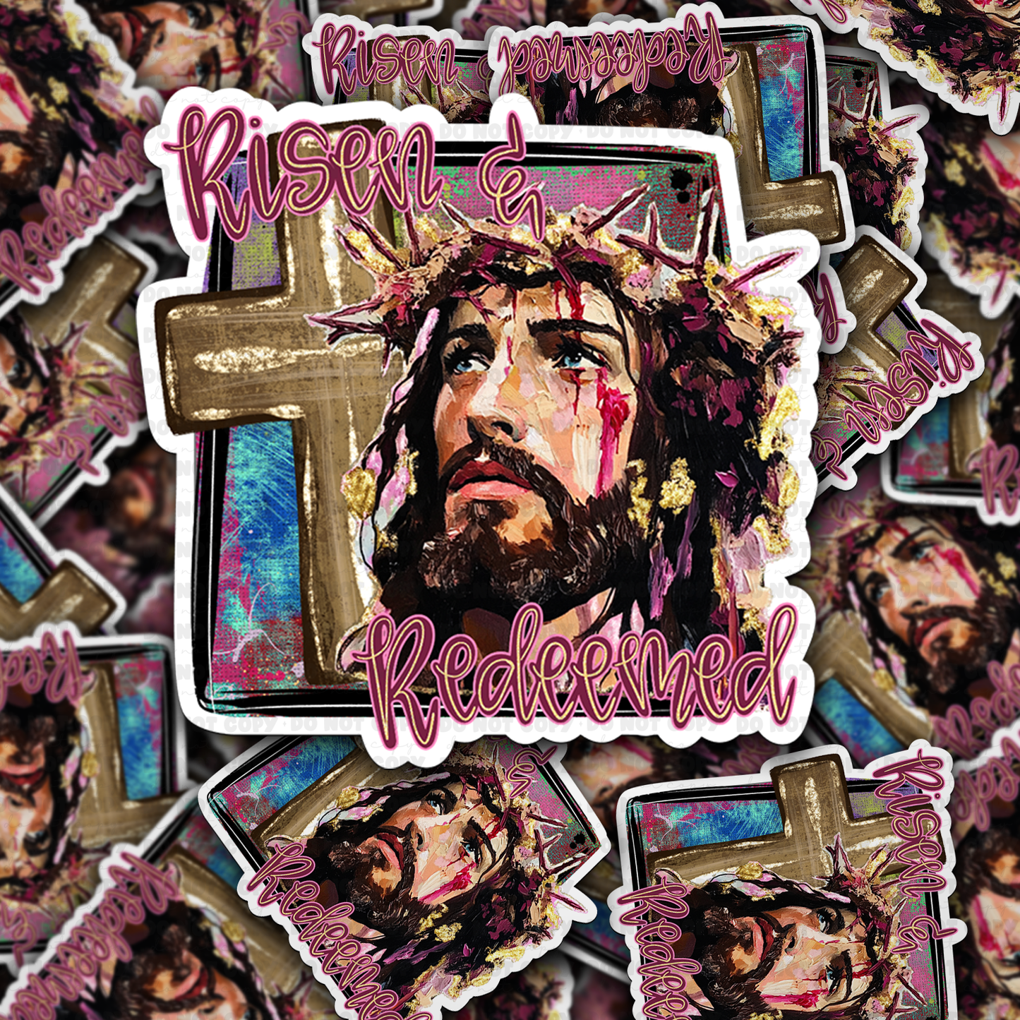 Risen & redeemed sticker
