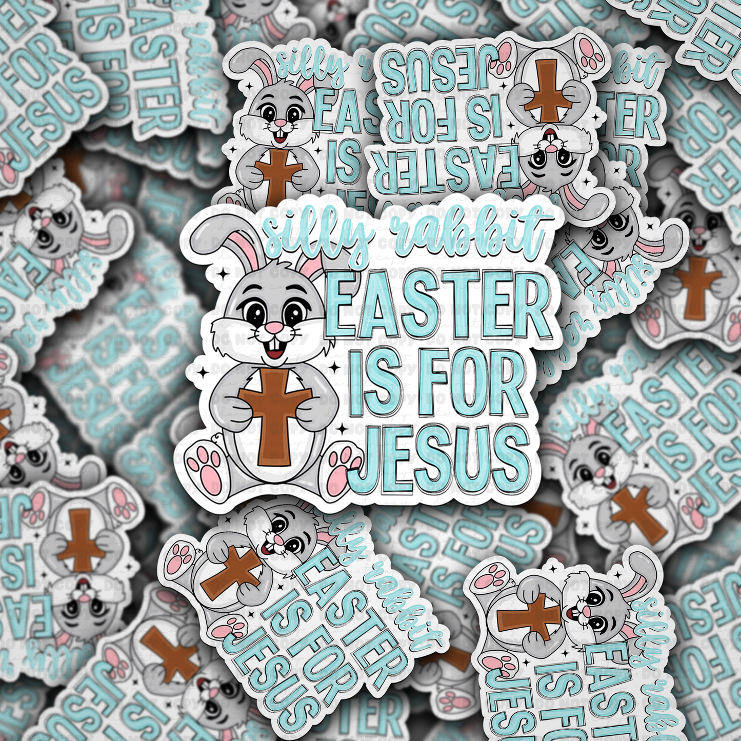 Silly rabbit easter is for Jesus blue sticker