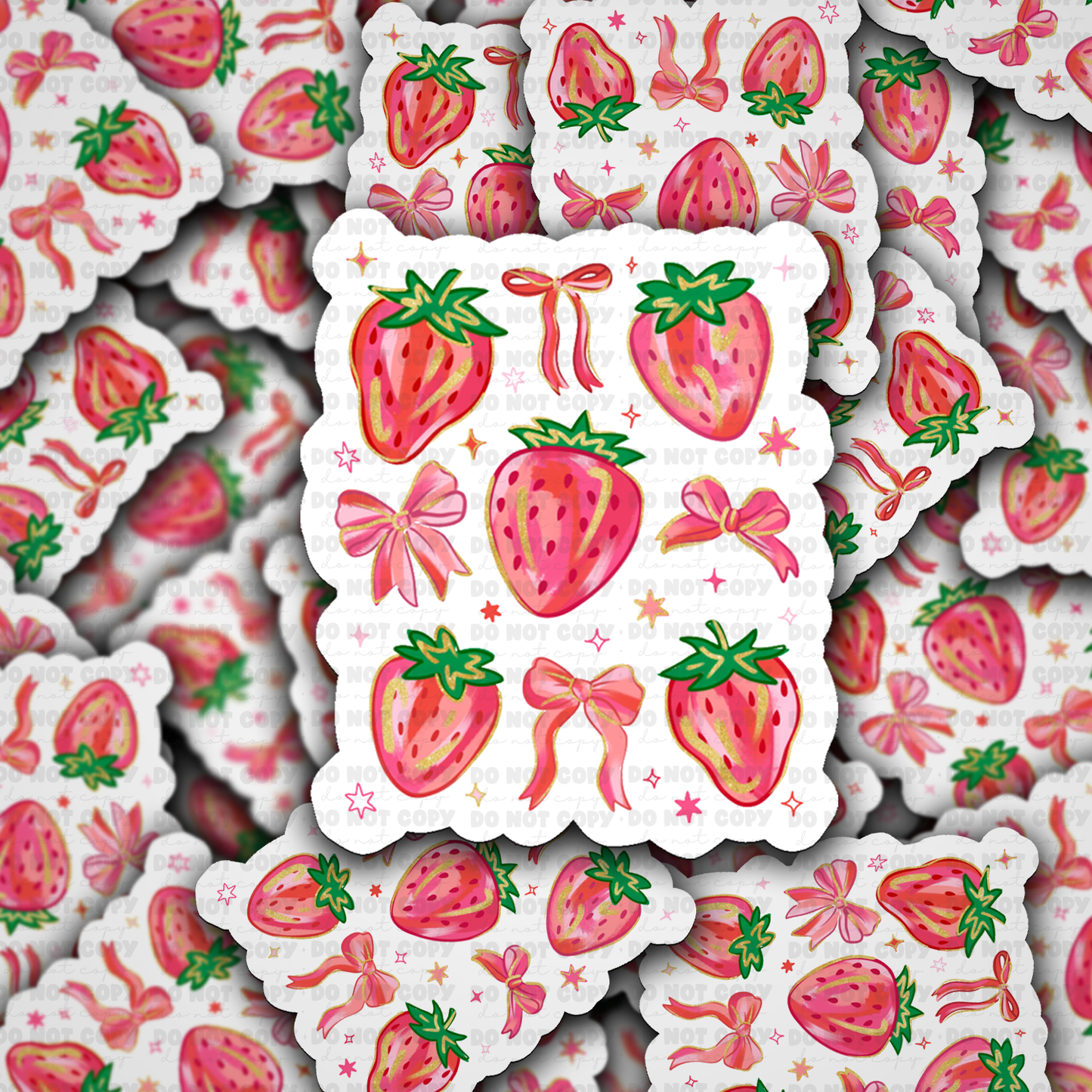 Strawberry bows sticker