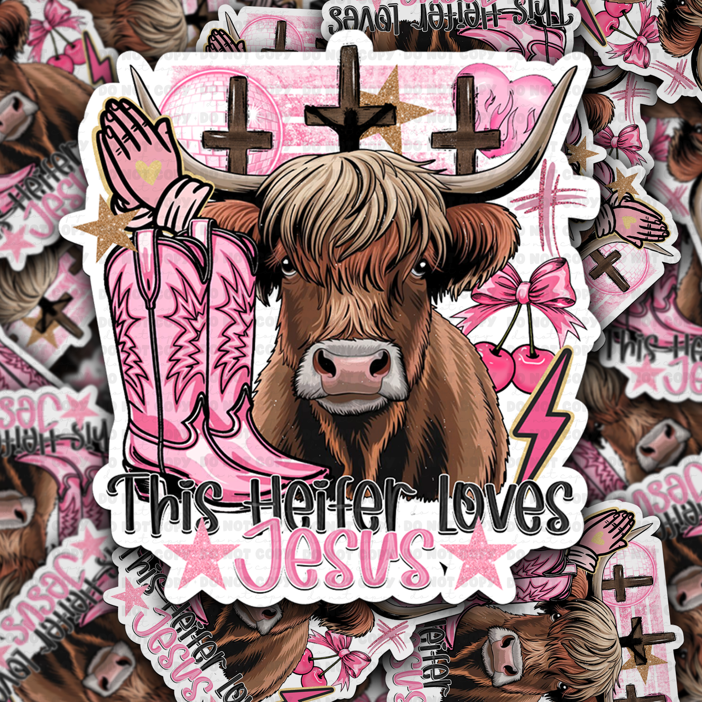 This heifer loves Jesus sticker