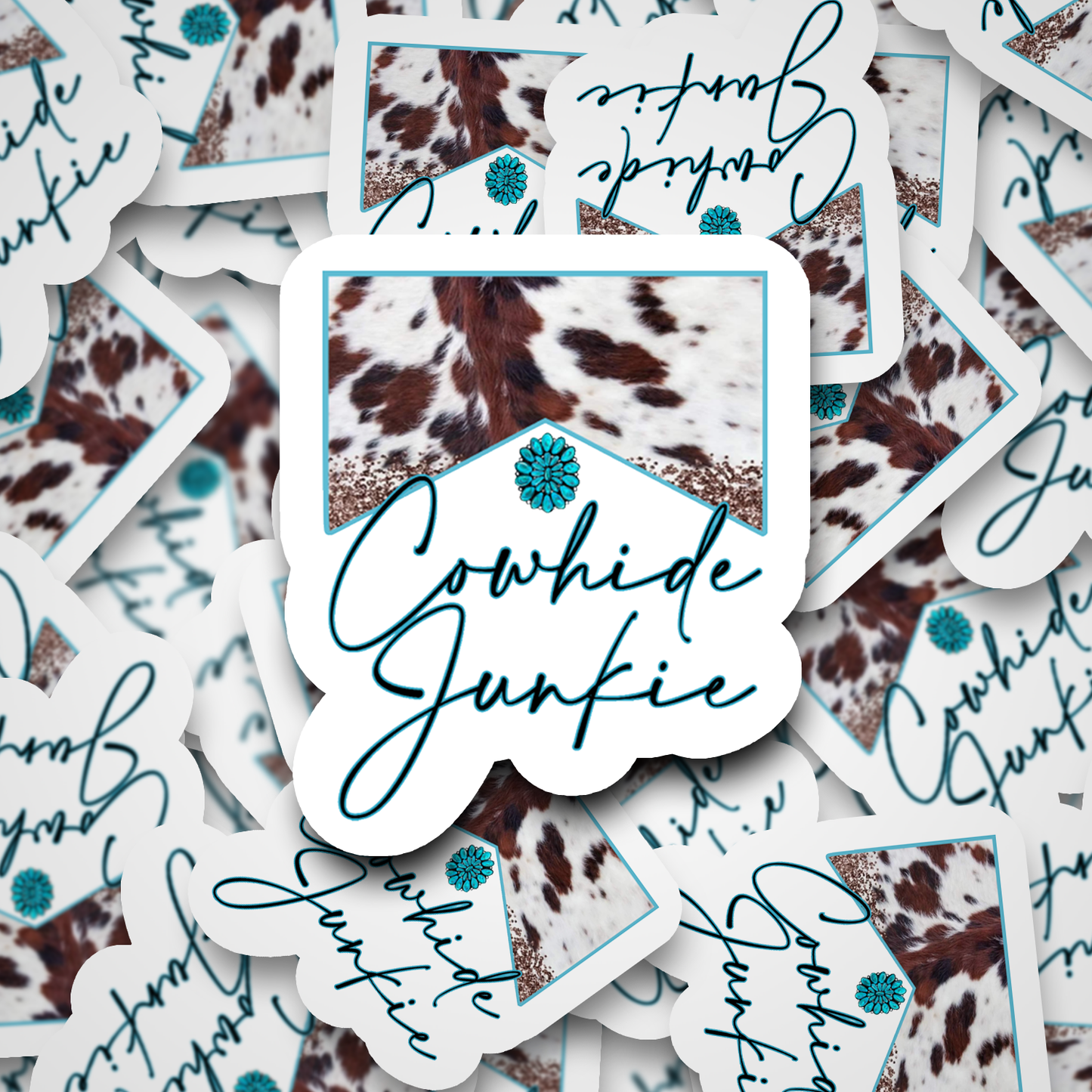 cowhide junkie sticker