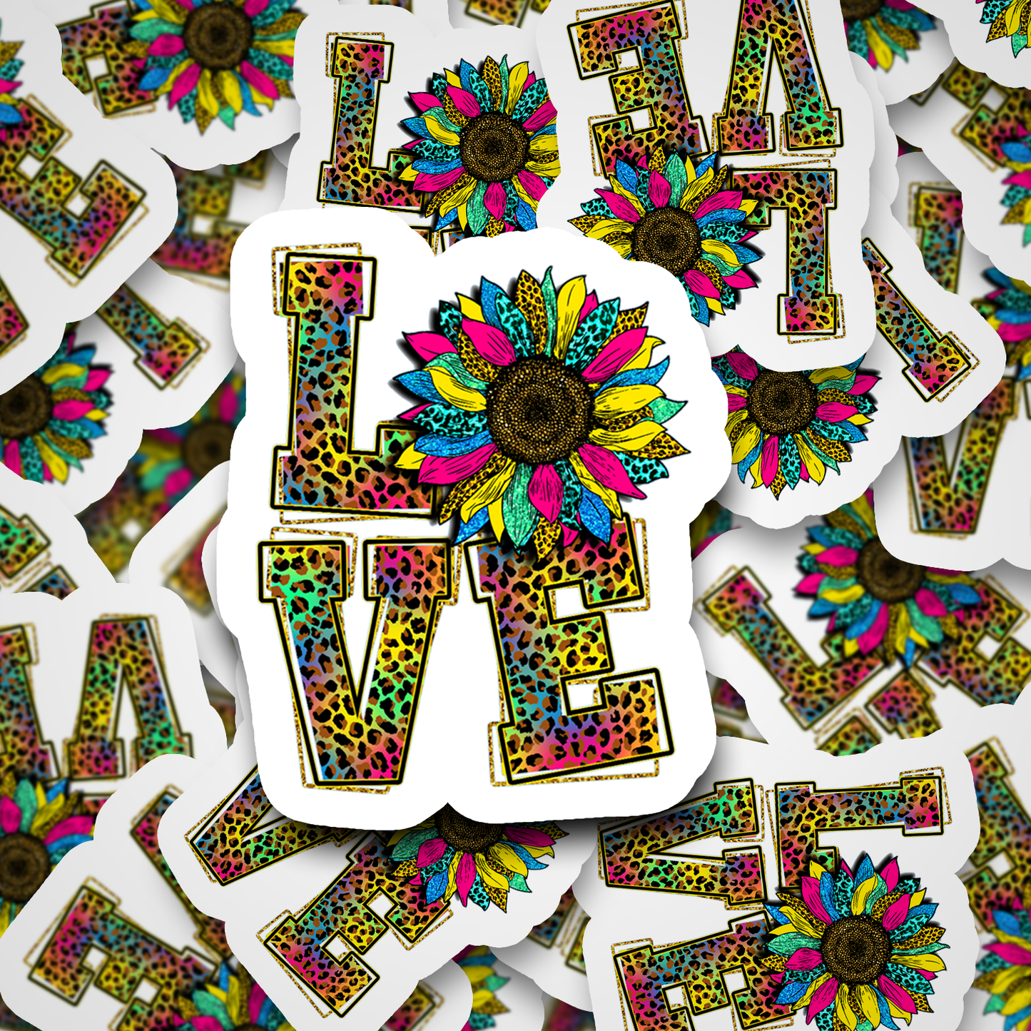 love tie dye sunflower sticker