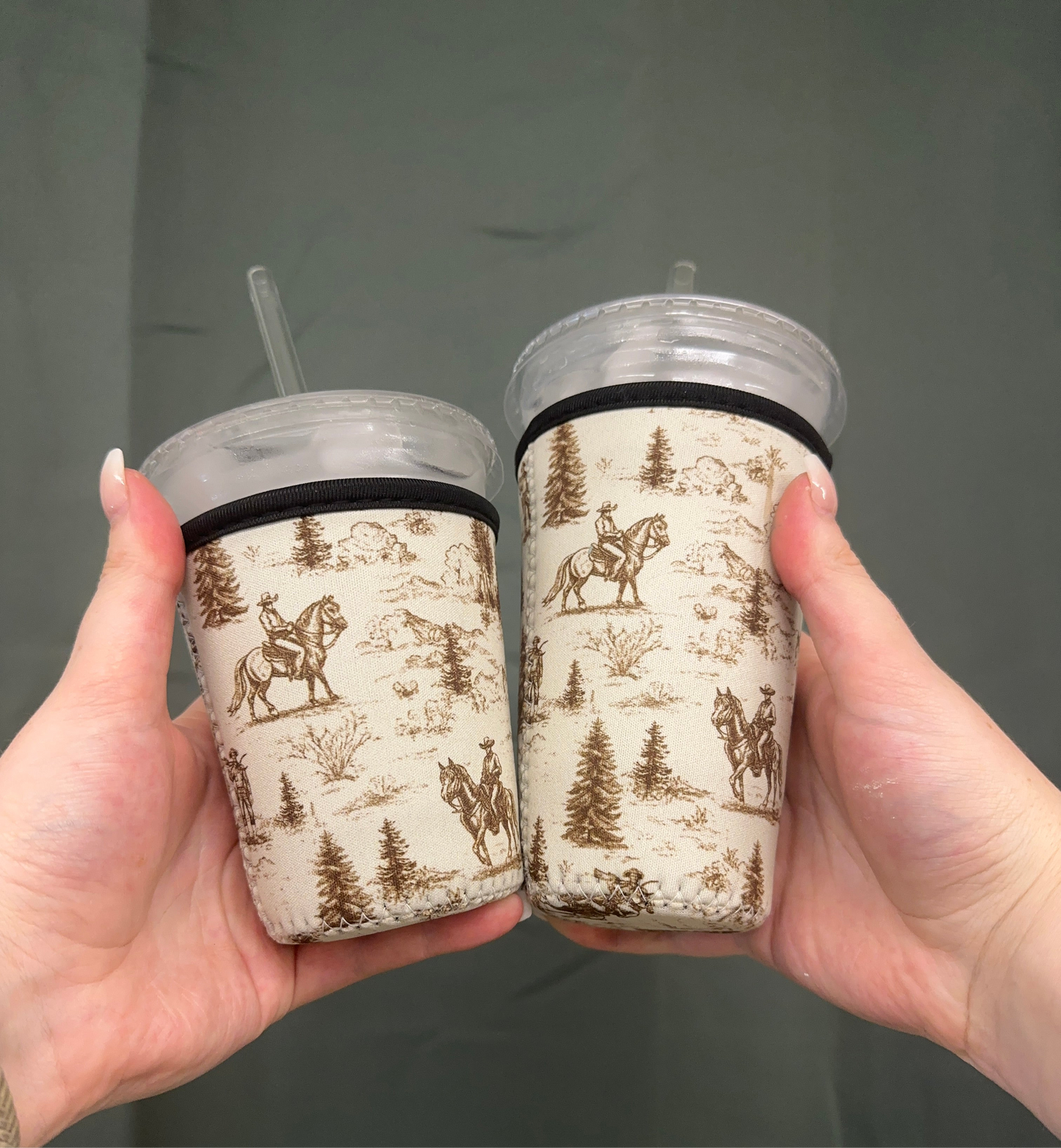 Western Golden Cowboy Coffee Sleeve | Reusable Neoprene Iced Coffee Cup Cover (16–24oz)