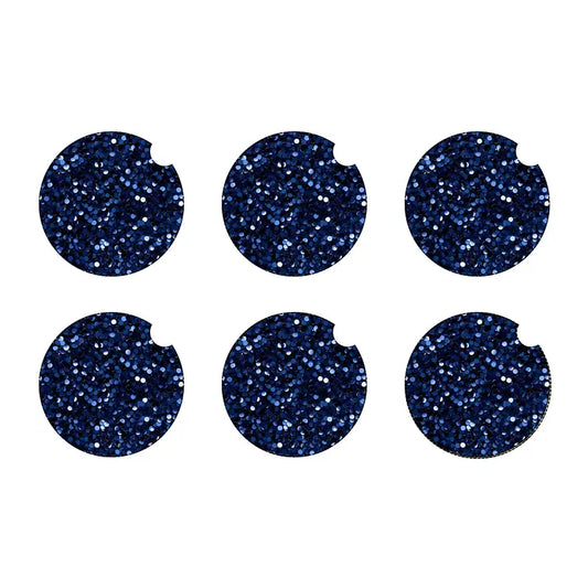 Blue glitter car coaster set