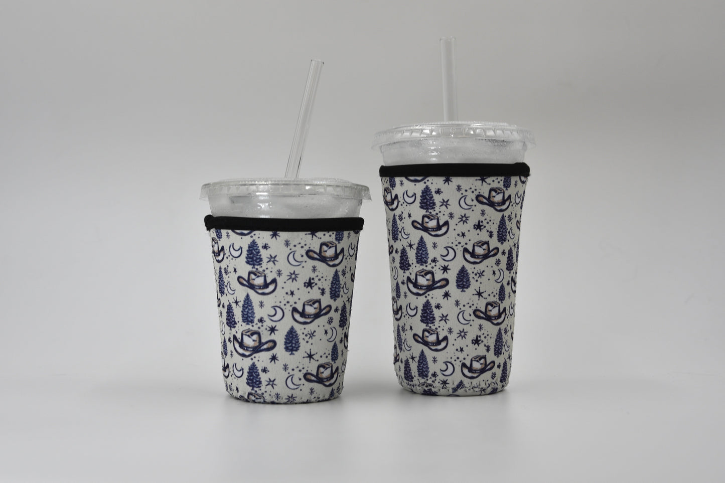 Cowboy Hat & Stars Coffee Sleeve | Reusable Neoprene Iced Coffee Cup Cover (16–24oz)