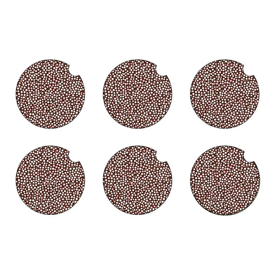 Brown and pink dots car coaster set