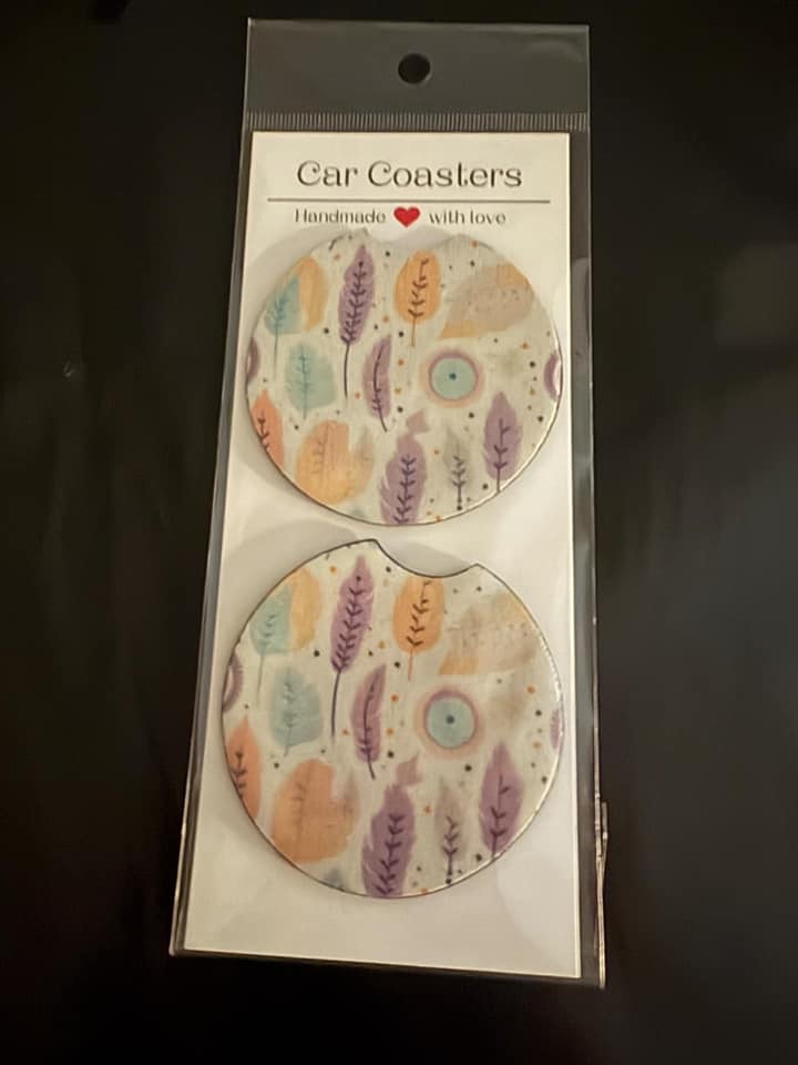Feather car coaster set
