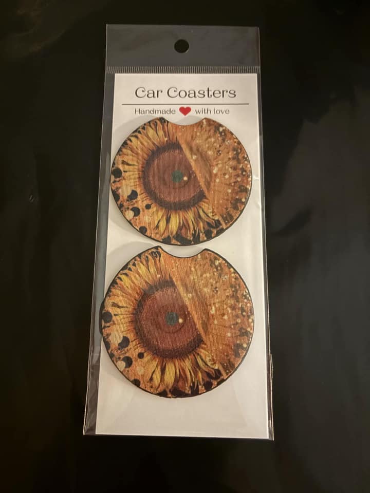 Sunflower car coaster set