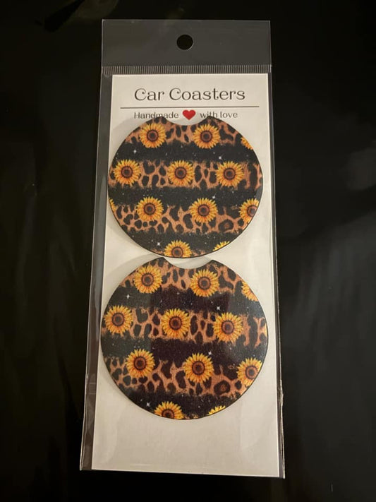 Sunflower stripe coaster set