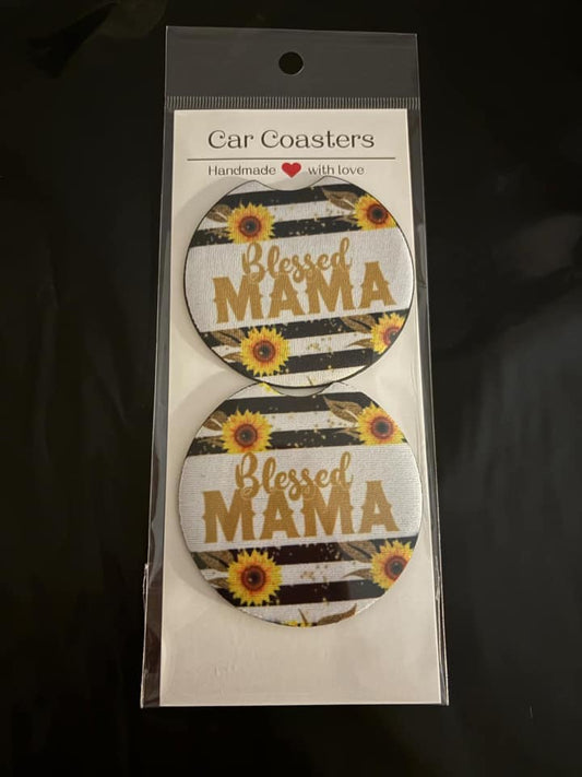 Blessed mama car coaster set