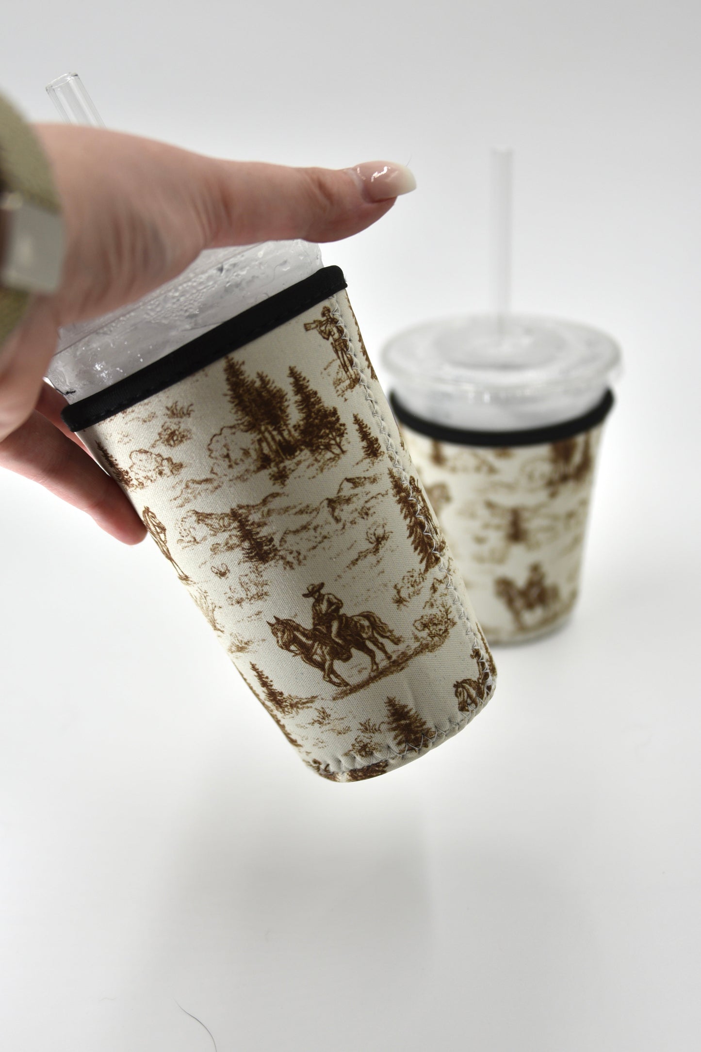Western Golden Cowboy Coffee Sleeve | Reusable Neoprene Iced Coffee Cup Cover (16–24oz)