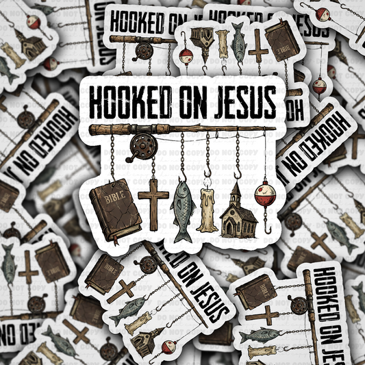 Hooked on Jesus sticker